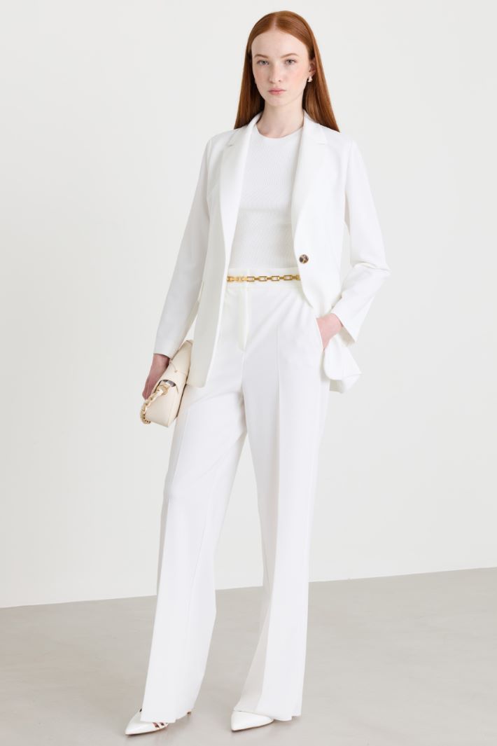 Wide-leg jersey trousers - WHITE - Intrend