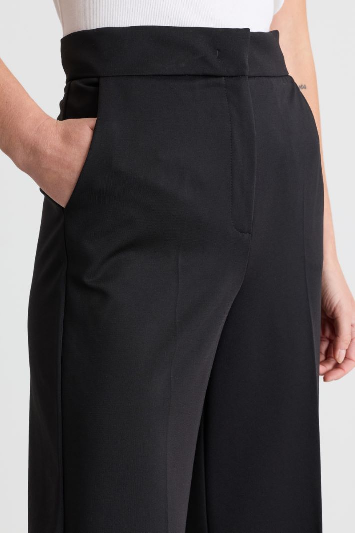 Wide-leg jersey trousers - BLACK - Intrend - 3