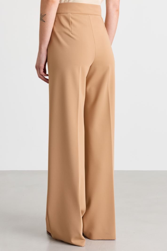 Wide-leg jersey trousers - CAMEL - Intrend - 4