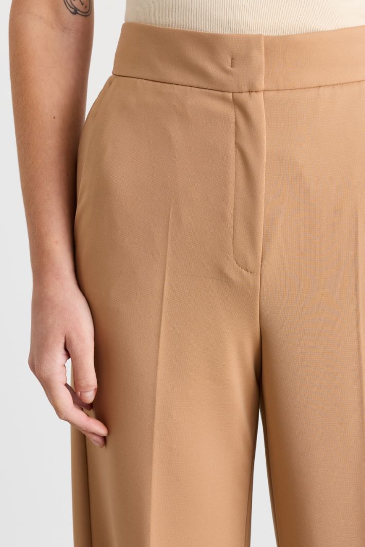 Wide-leg jersey trousers - CAMEL - Intrend - 3