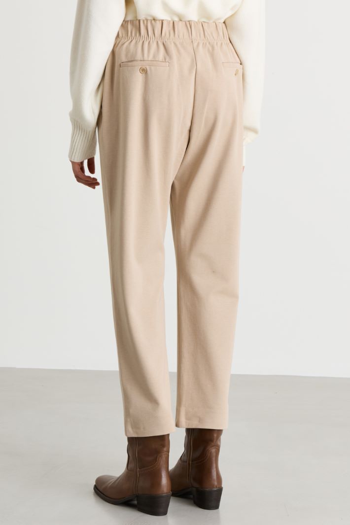 Straight-fit jersey trousers - BEIGE - Intrend - 4