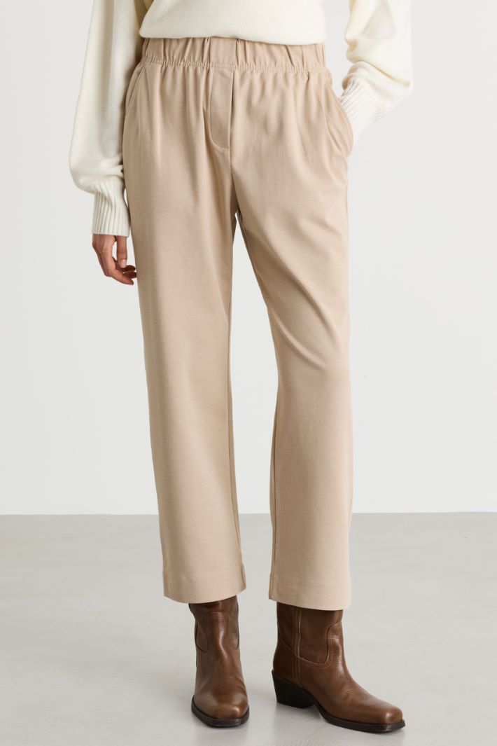 Straight-fit jersey trousers - BEIGE - Intrend - 2