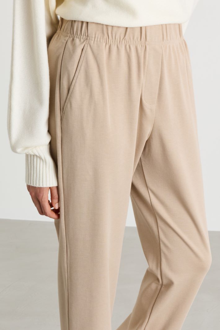 Straight-fit jersey trousers - BEIGE - Intrend - 3
