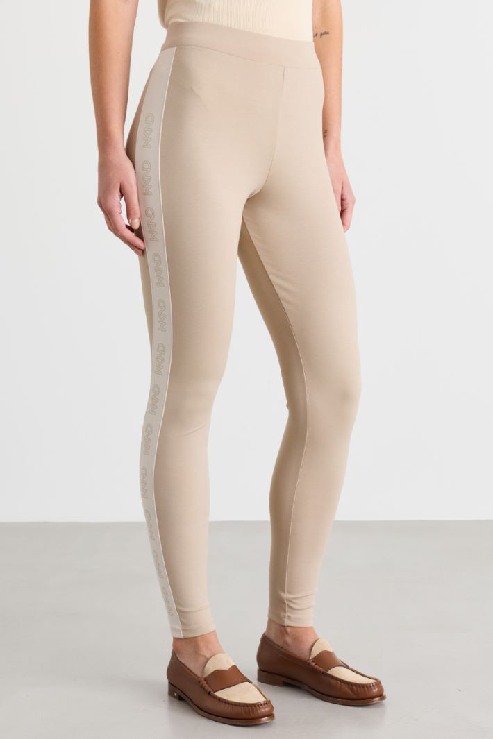 Technical jersey leggings - BEIGE - Intrend - 2