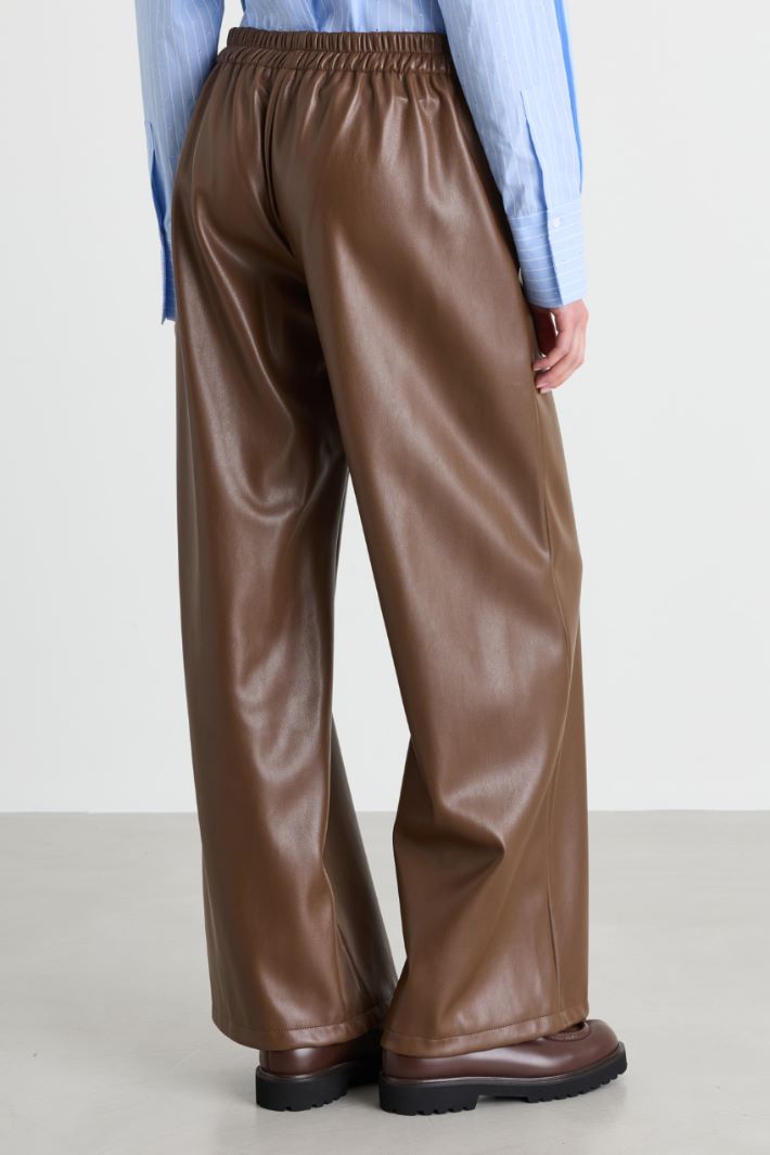 Straight coated jersey trousers - BROWN - Intrend - 4