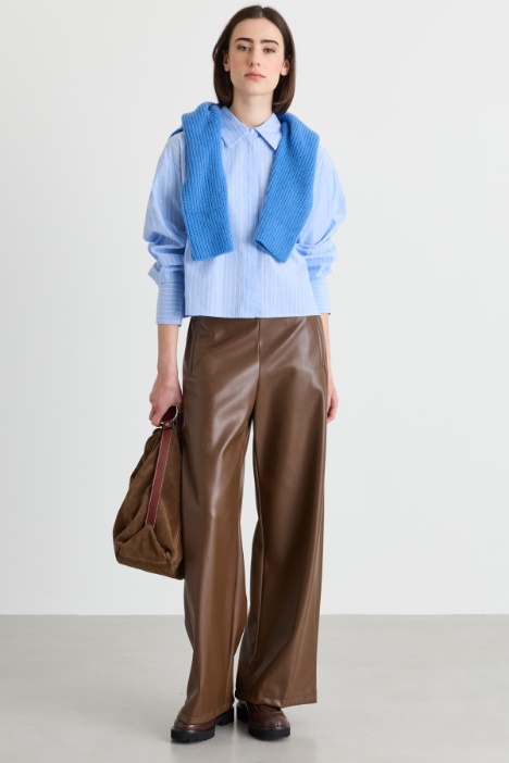 Straight coated jersey trousers - Intrend