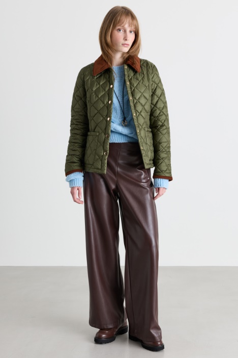Straight coated jersey trousers - Intrend