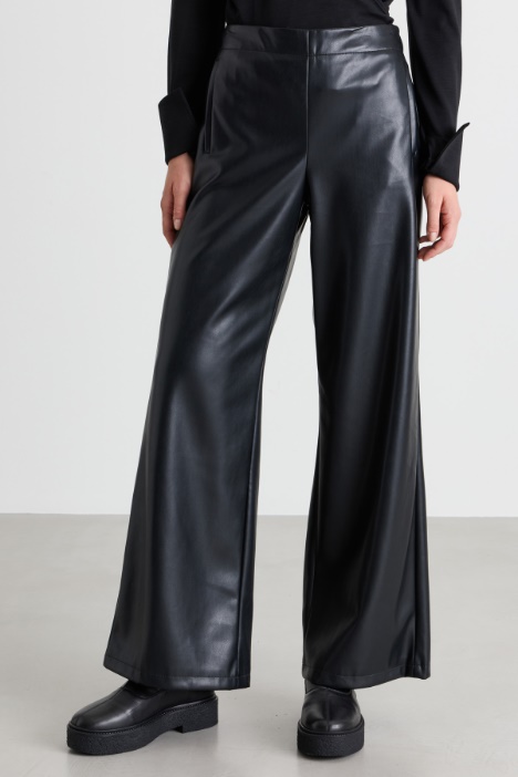 Pantalone dritto in jersey spalmato