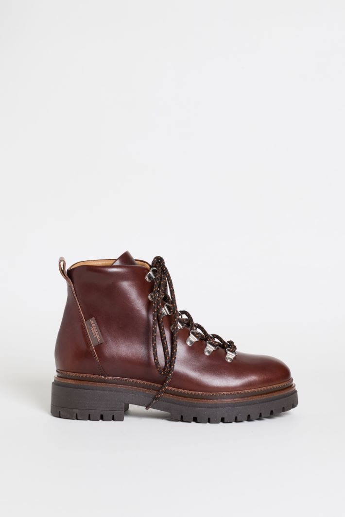 Leather Hiking Boots - BROWN - Intrend