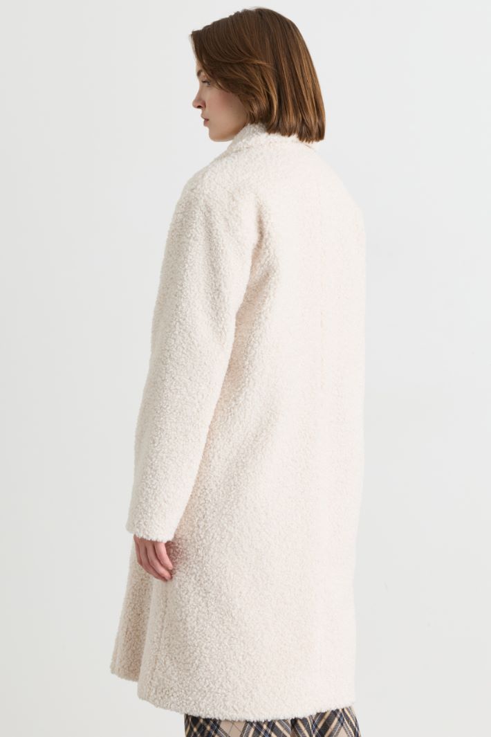 Oversized bouclé jersey coat - WHITE - Intrend - 4