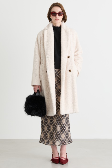Oversized bouclé jersey coat - Intrend
