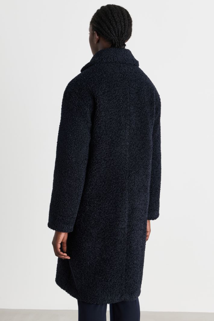 Oversized bouclé jersey coat - BLUE - Intrend - 4