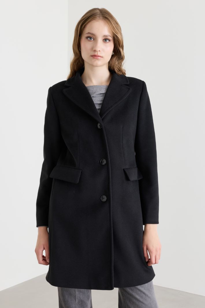Felted Jersey Coat - BLACK - Intrend - 2
