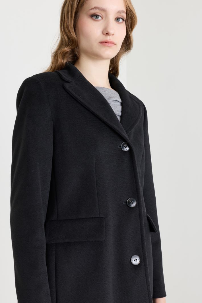 Felted Jersey Coat - BLACK - Intrend - 3