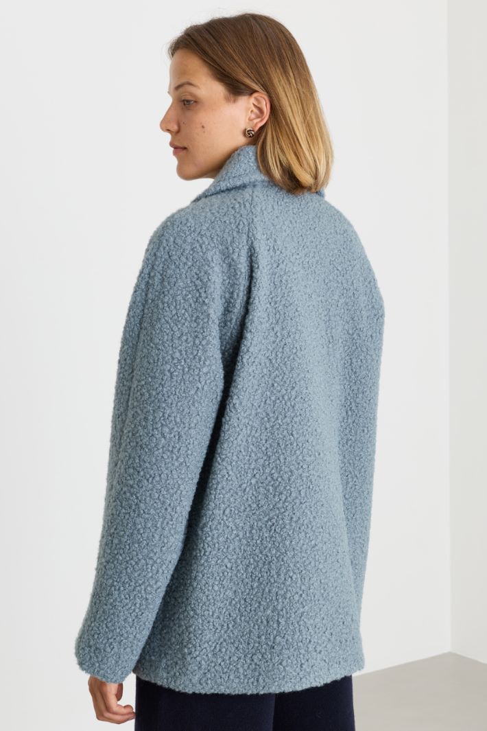 Bouclé jersey coat - LIGHT BLUE - Intrend - 4
