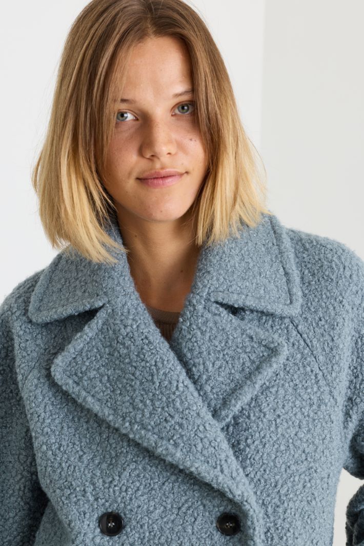 Bouclé jersey coat - LIGHT BLUE - Intrend - 3
