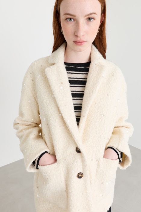 Cappotto corto in jersey bouclé