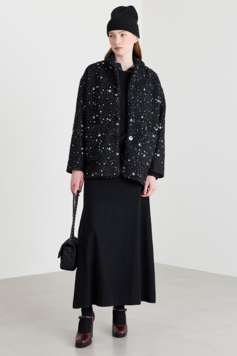 Short bouclé jersey coat - Intrend