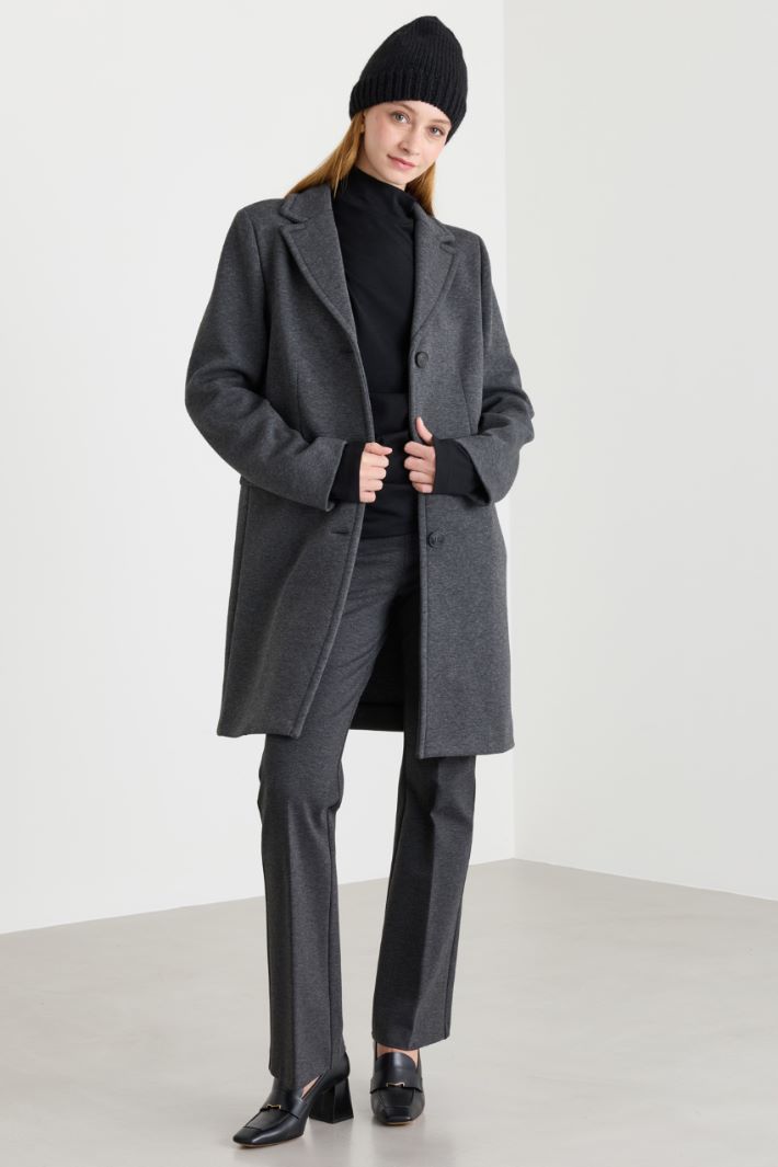 Jacquard jersey coat - GREY - Intrend