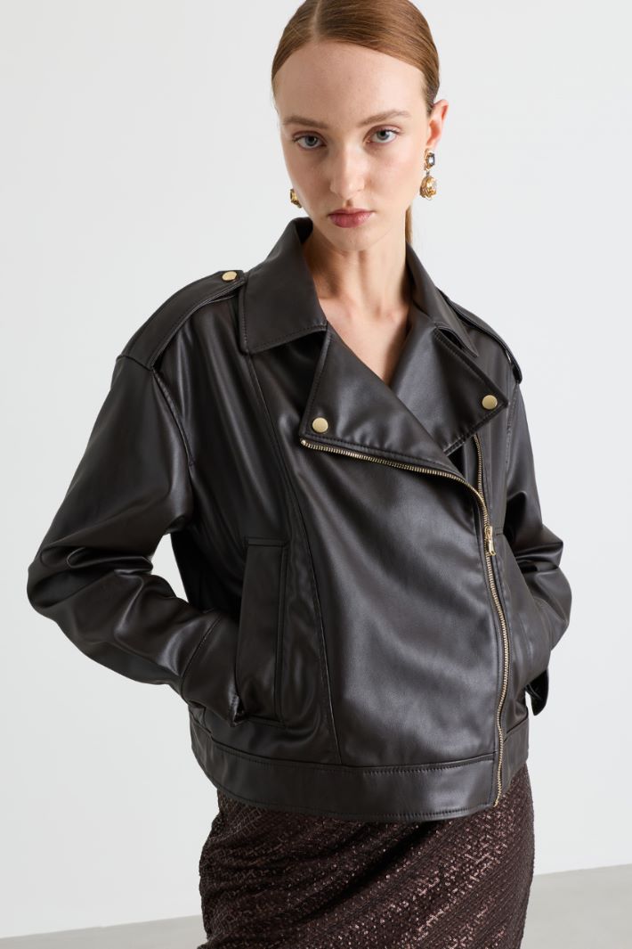 Biker in jersey spalmato - MARRONE - Intrend - 3