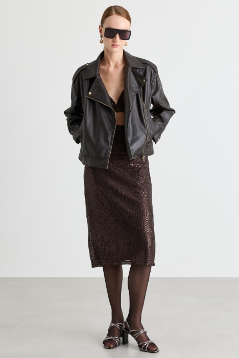 Bikerjacke aus beschichtetem Jersey - Intrend