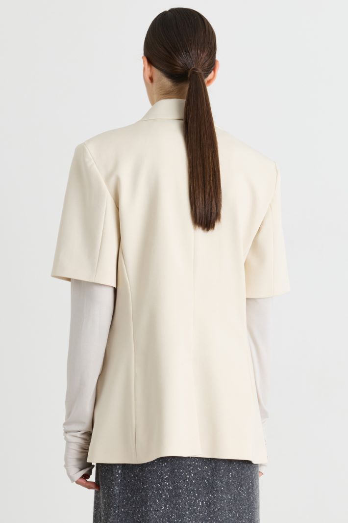 Blazer a maniche corta in jersey - BIANCO - Intrend - 4