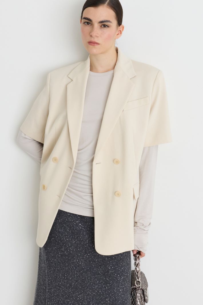 Blazer a maniche corta in jersey - BIANCO - Intrend - 2