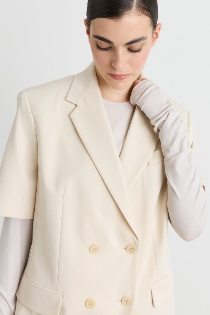 Blazer a maniche corta in jersey - BIANCO - Intrend - 3