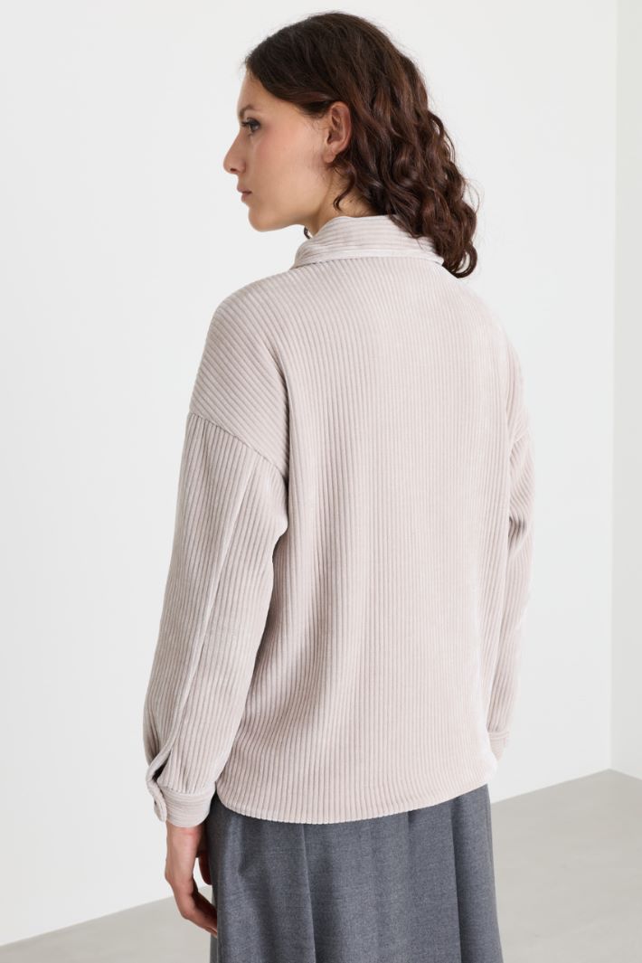 Camicia ampia in jersey velluto a coste - BEIGE - Intrend - 4