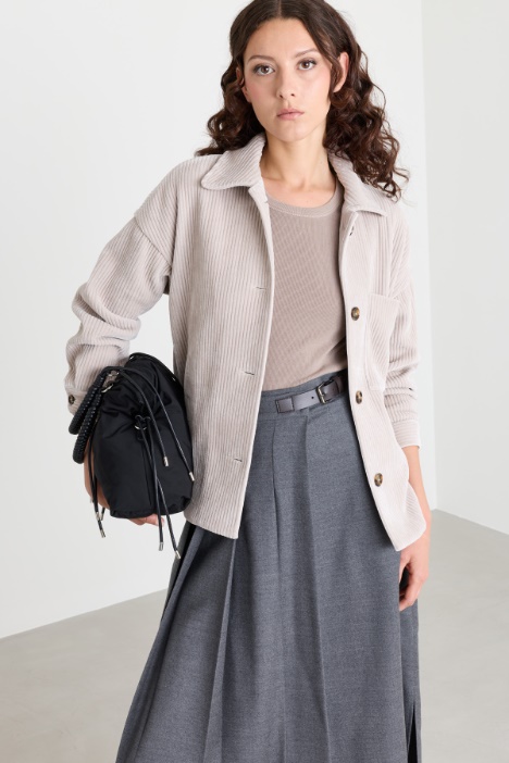 Relaxed-fit corduroy jersey shirt - Intrend