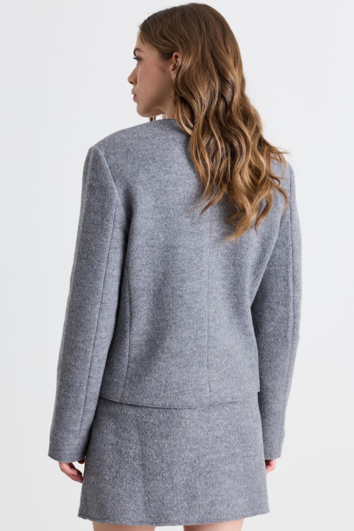 Giacca in jersey di lana cotta - GRIGIO - Intrend - 4