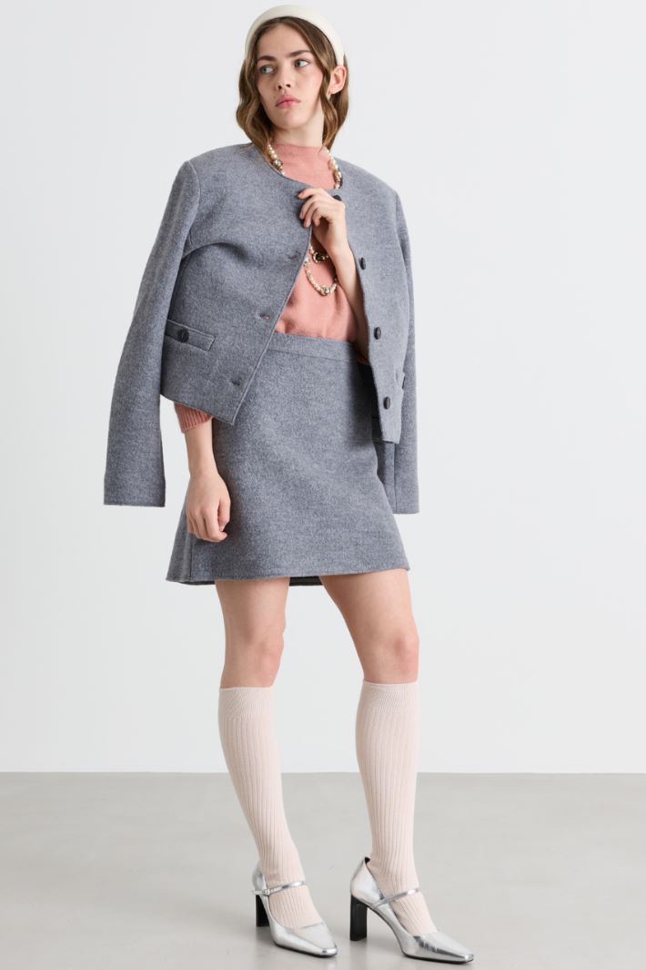 Giacca in jersey di lana cotta - GRIGIO - Intrend