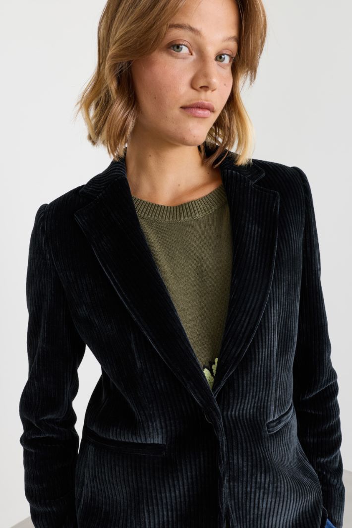 Blazer semiaderente in jersey - GRIGIO - Intrend - 3