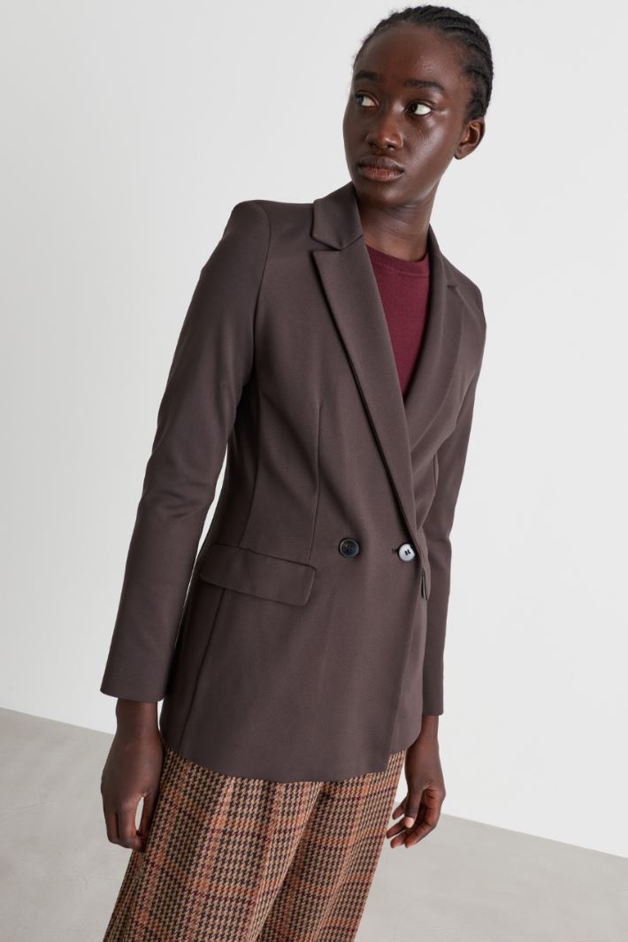 Blazer in jersey stretch - MARRONE - Intrend - 2