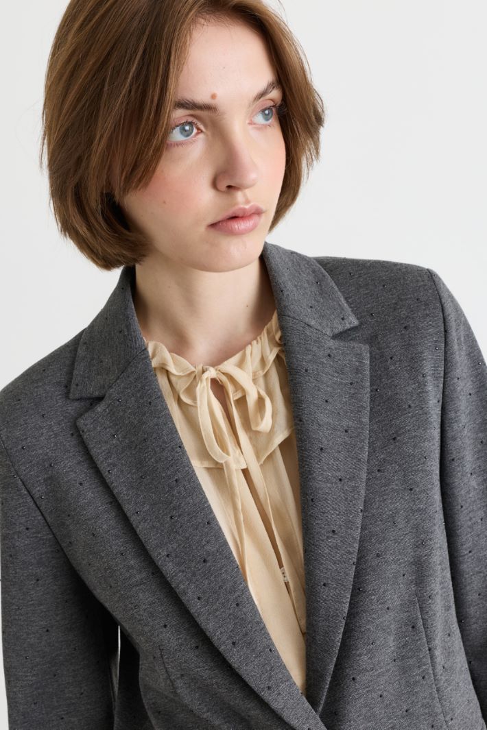 Embellished jersey blazer - GREY - Intrend - 3