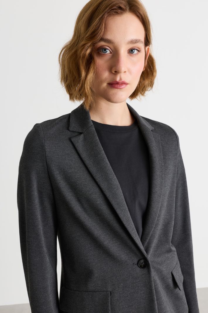 Blazer in jersey stretch - GRIGIO - Intrend - 3