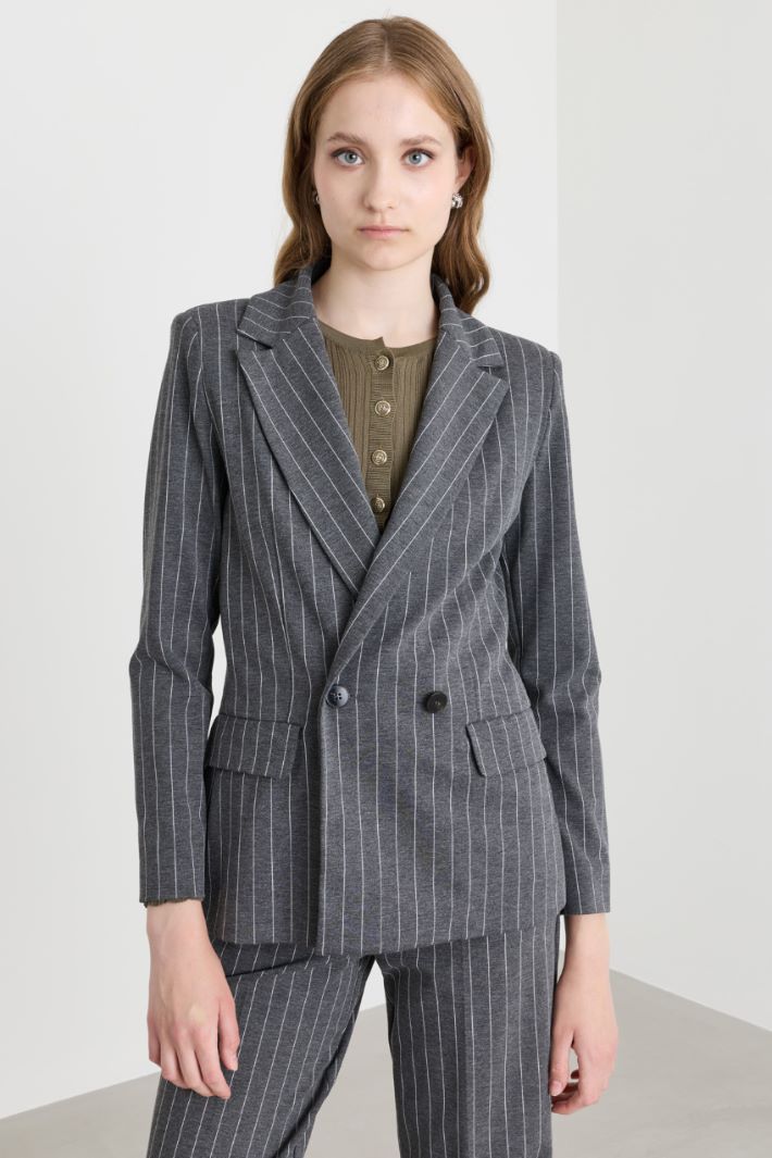 Blazer in jersey gessato - GRIGIO - Intrend - 2