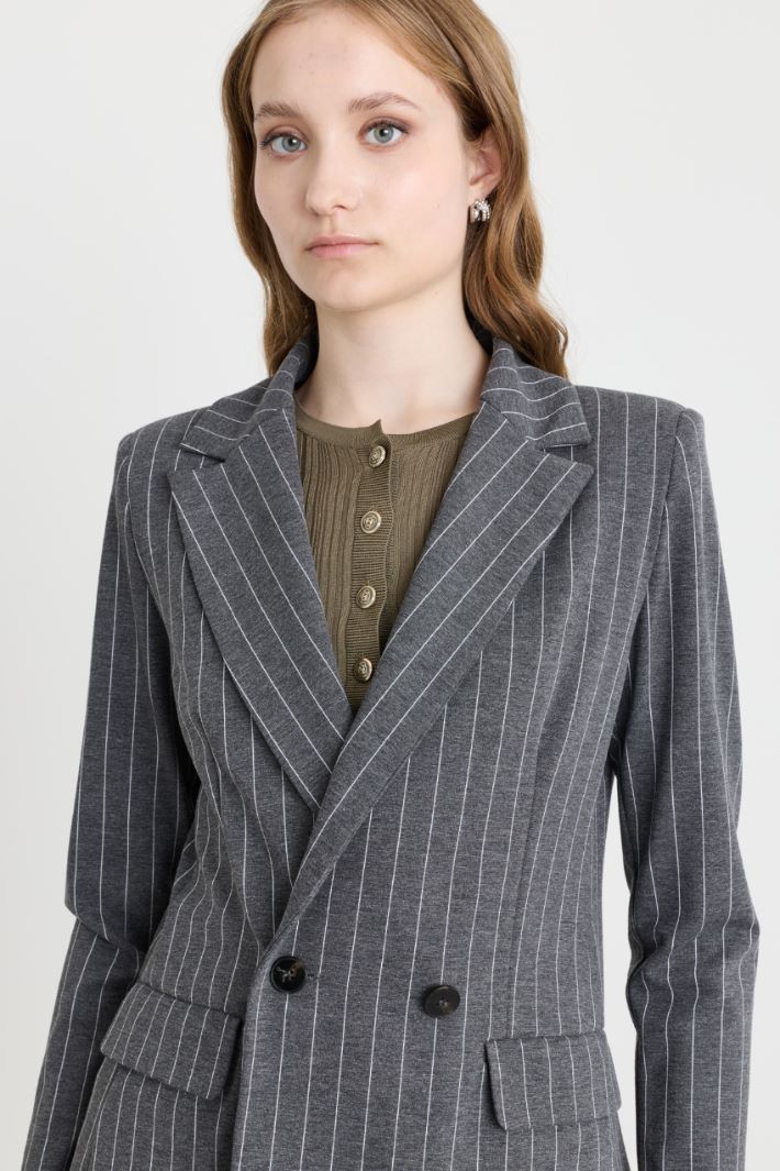 Blazer in jersey gessato - GRIGIO - Intrend - 3