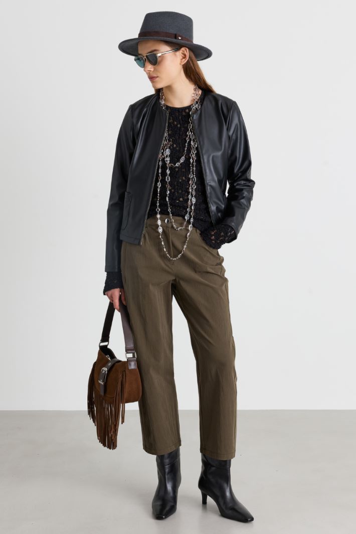 Short coated jersey jacket - BLACK - Intrend