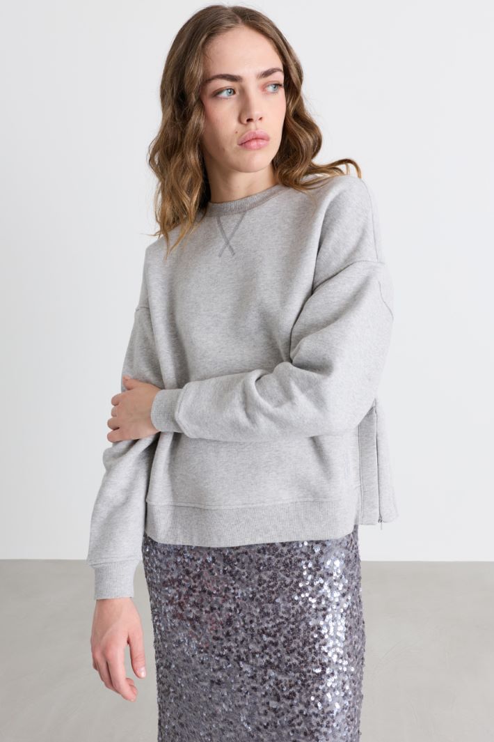 Felpa crop con spacchi - GRIGIO - Intrend - 2