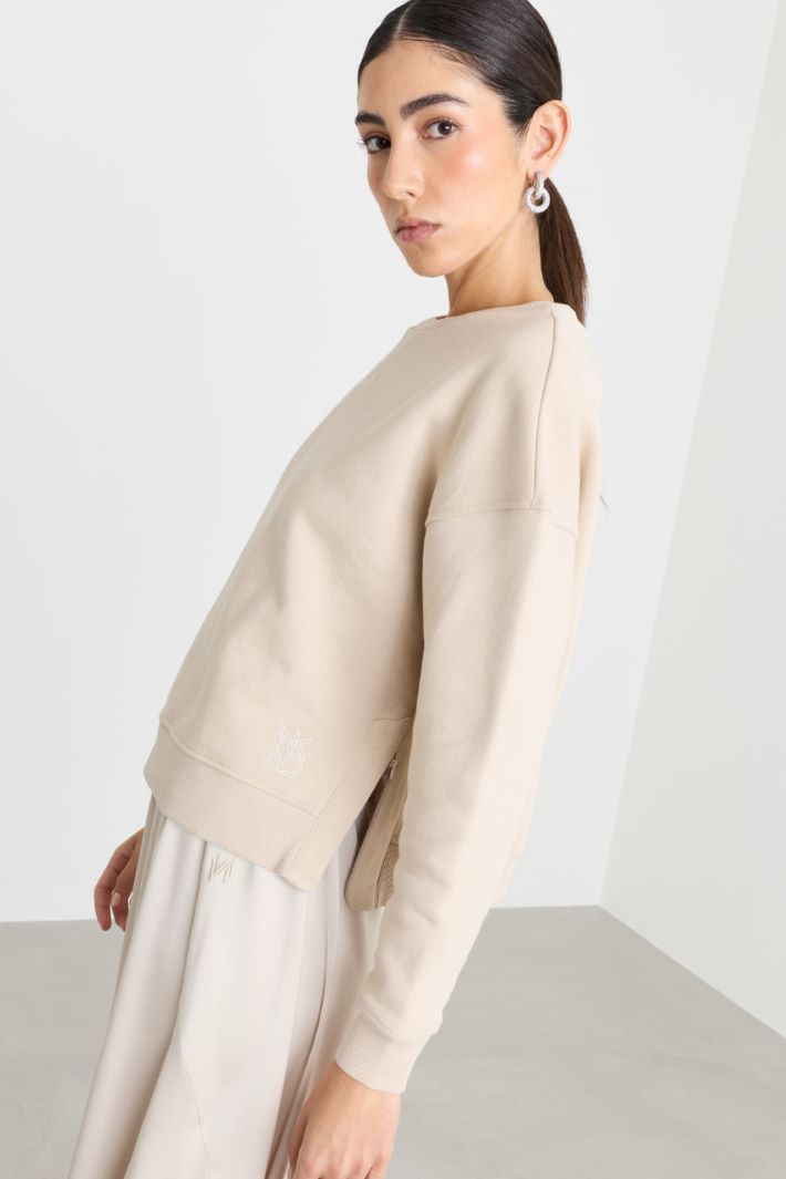 Felpa crop con spacchi - BEIGE - Intrend - 2