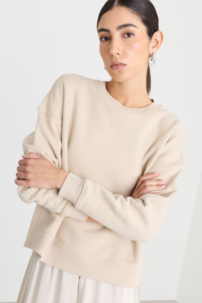 Felpa crop con spacchi - BEIGE - Intrend - 3