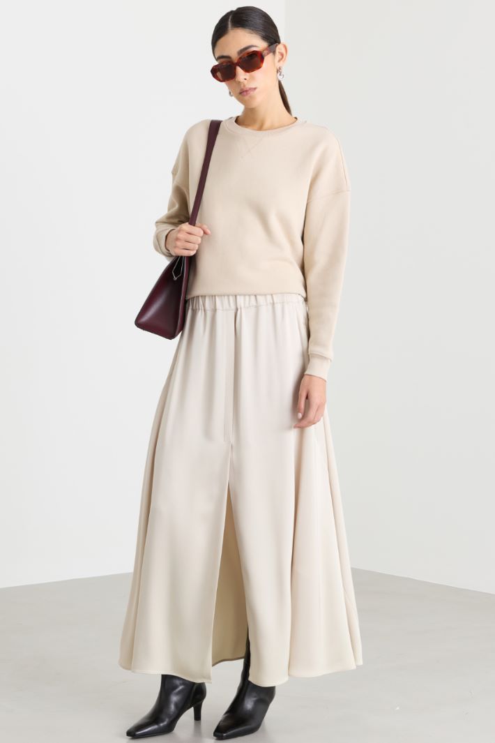 Felpa crop con spacchi - BEIGE - Intrend