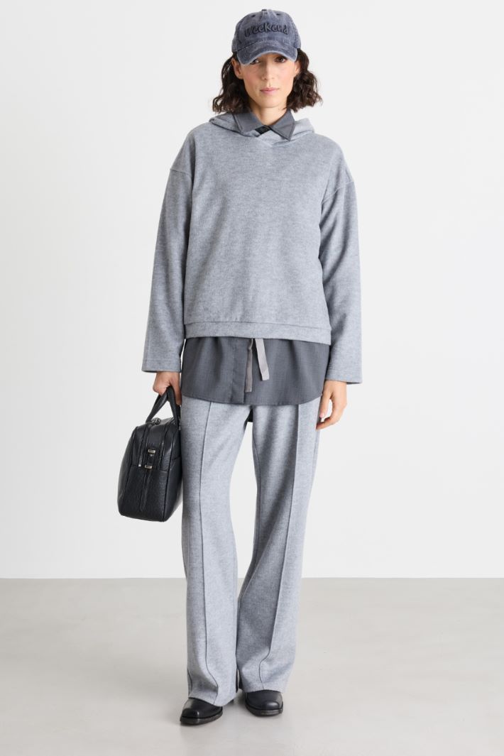 Felpa in jersey drap - GRIGIO - Intrend