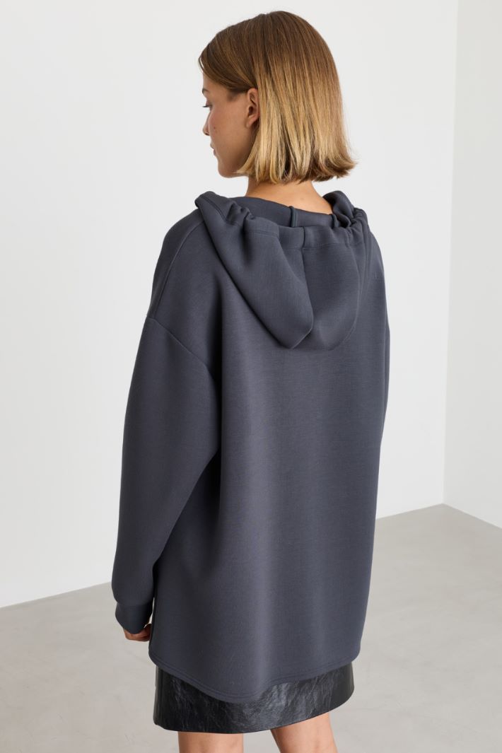 Felpa lunga in jersey scuba - GRIGIO - Intrend - 4