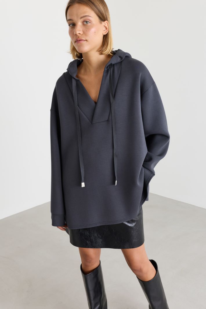 Felpa lunga in jersey scuba - GRIGIO - Intrend - 2