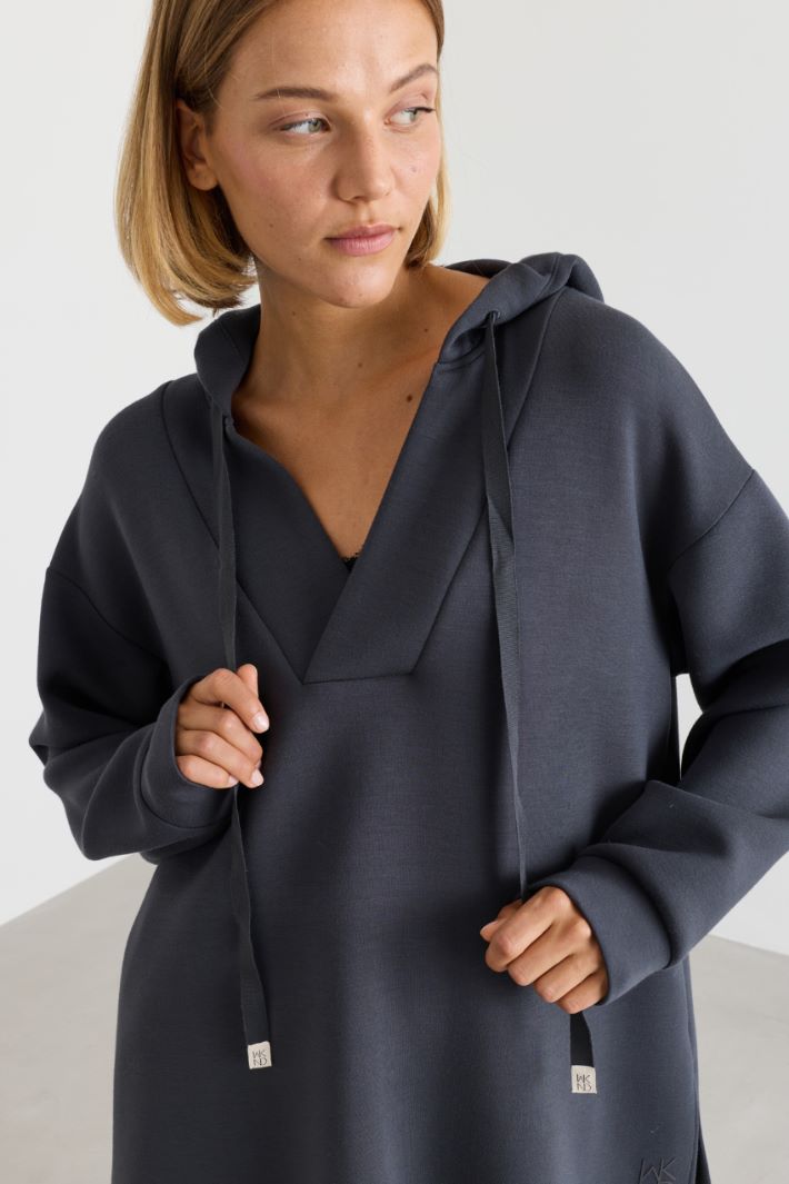 Felpa lunga in jersey scuba - GRIGIO - Intrend - 3