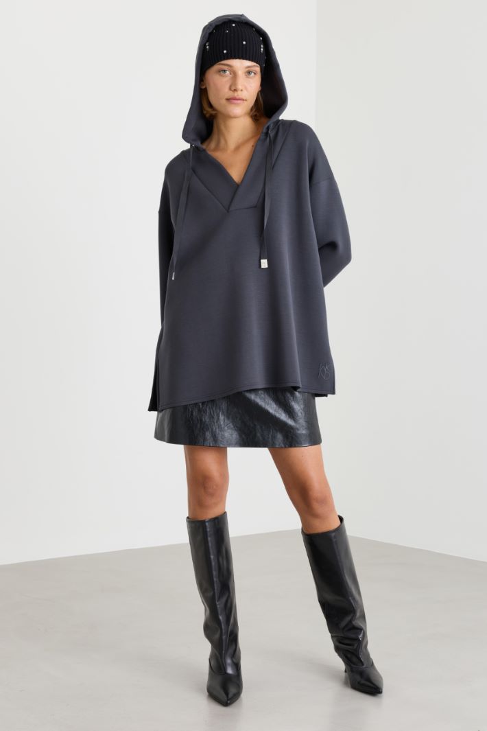 Felpa lunga in jersey scuba - GRIGIO - Intrend