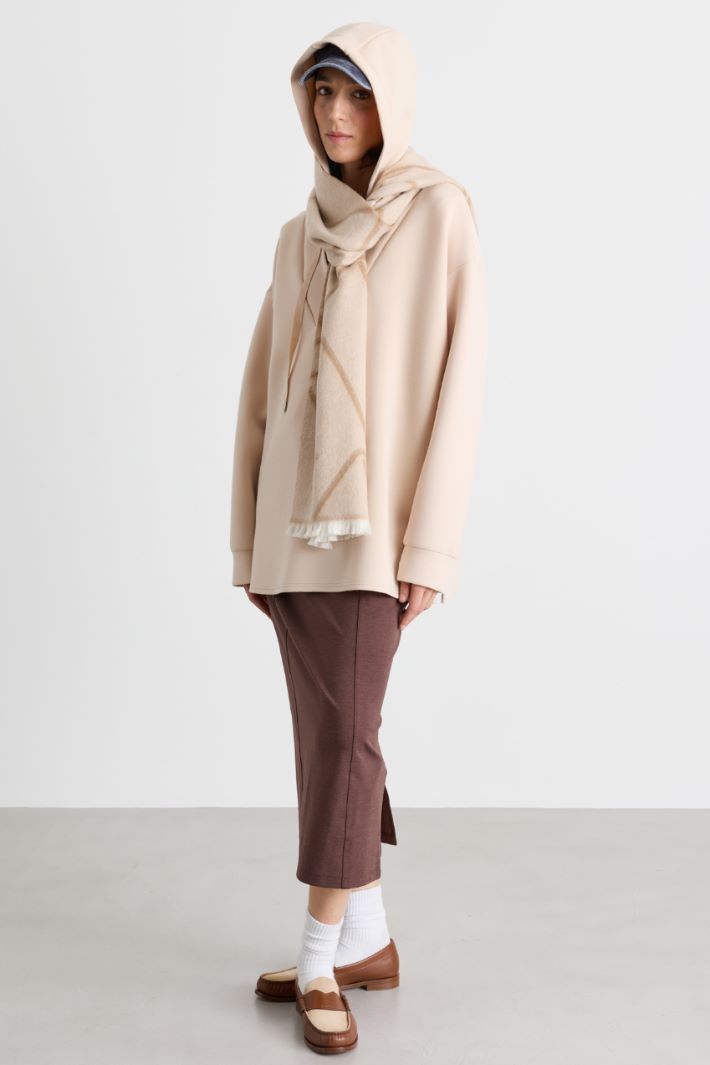 Felpa lunga in jersey scuba - BEIGE - Intrend
