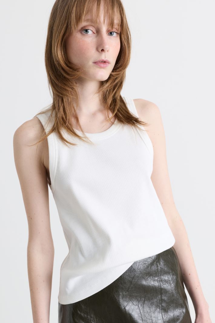 Top smanicato a coste - BIANCO - Intrend - 3
